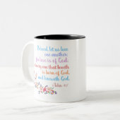 Tasse 2 Couleurs 1Jean4:7 Verset biblique (Devant gauche)