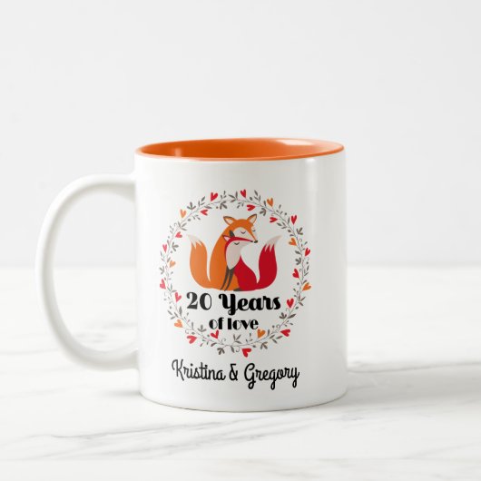 Tasse 2 Couleurs 20e anniversaire Fox Couple jumelage (Gauche)