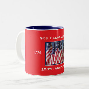 Tasse 2 Couleurs 250e anniversaire USA Patriotique Dieu Bénisse l'A