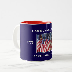 Tasse 2 Couleurs 250e anniversaire USA Patriotique Dieu Bénisse l'A