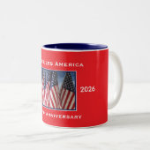 Tasse 2 Couleurs 250th Anniversary USA Patriotic God Bless America (Devant droit)