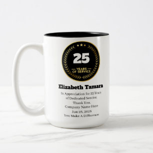 Tasse 2 Couleurs 25 Anniversaire du travail   Appréciation des empl