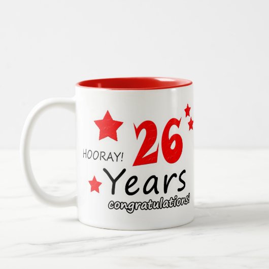 Tasse 2 Couleurs 26e anniversaire, 26 ans Mariage (Gauche)