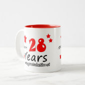 Tasse 2 Couleurs 28e anniversaire, 28 ans Mariage (Devant gauche)