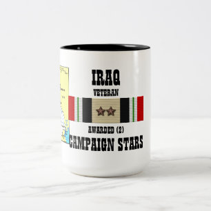 TASSE 2 COULEURS 2 ÉTOILES DE CAMPAGNE IRAQ VÉTÉRAN