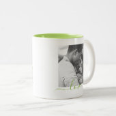 Tasse 2 Couleurs 2 Modèle photo double face d'amour texte vert (Devant droit)