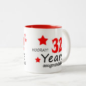 Tasse 2 Couleurs 32e anniversaire, 32 ans Mariage (Devant droit)