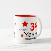 Tasse 2 Couleurs 34e anniversaire, 34 ans Mariage (Devant droit)