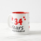 Tasse 2 Couleurs 34e anniversaire, 34 ans Mariage (Devant gauche)