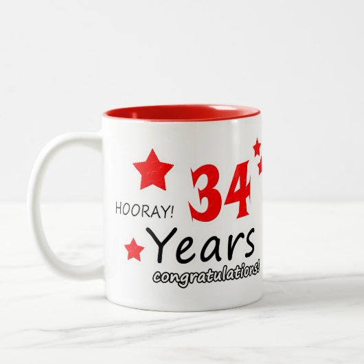 Tasse 2 Couleurs 34e anniversaire, 34 ans Mariage (Gauche)