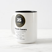 Tasse 2 Couleurs 35 Anniversaire du travail | Appréciation des empl (Devant gauche)