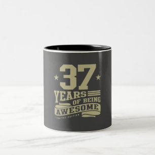 Tasse 2 Couleurs 37 ans d'être génial 37e anniversaire