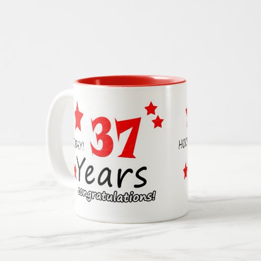 Tasse 2 Couleurs 37e anniversaire, 37 ans Mariage (Devant gauche)