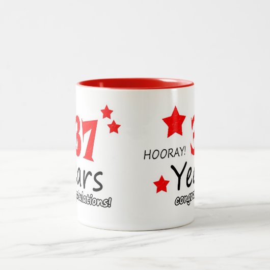 Tasse 2 Couleurs 37e anniversaire, 37 ans Mariage (Centre)