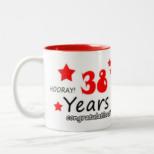 Tasse 2 Couleurs 38e anniversaire, 38 ans Mariage