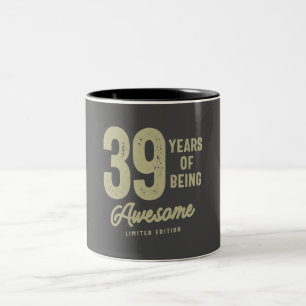 Tasse 2 Couleurs 39 ans d'être génial 39e anniversaire