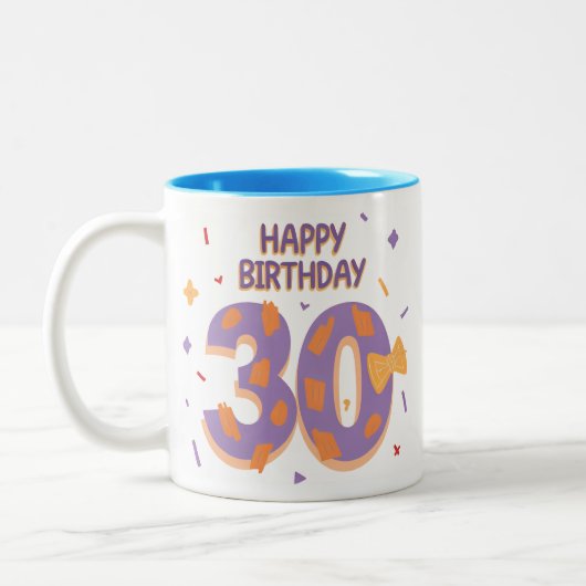 Tasse 2 Couleurs 3-0 est là ! Joyeux 30e Anniversaire Mug. (Gauche)
