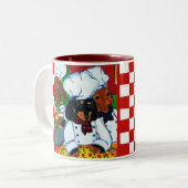 Tasse 2 Couleurs 3 Dachsunds de chef (Devant gauche)