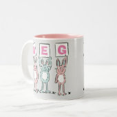 Tasse 2 Couleurs 3 Lettre Nom Fun Rabbits Design (Devant gauche)