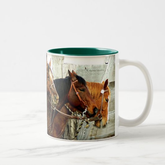 Tasse 2 Couleurs 3 têtes de cheval (Droit)