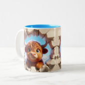 Tasse 2 Couleurs 3D Cute bébé vache chaud cacao Café Animaux (Devant gauche)