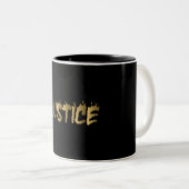 Tasse 2 Couleurs 3D Justice Brûler de l'or lettres (Devant droit)