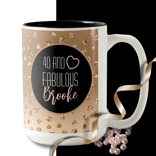 Tasse 2 Couleurs 40 et fabuleux Glam Chic Girly Black Blush