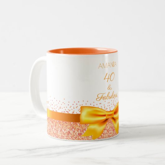 Tasse 2 Couleurs 40 fabuleux nom blanc or rose (Devant gauche)