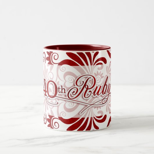 Tasse 2 Couleurs 40e anniversaire de rubis avec des perles rouges s (Centre)