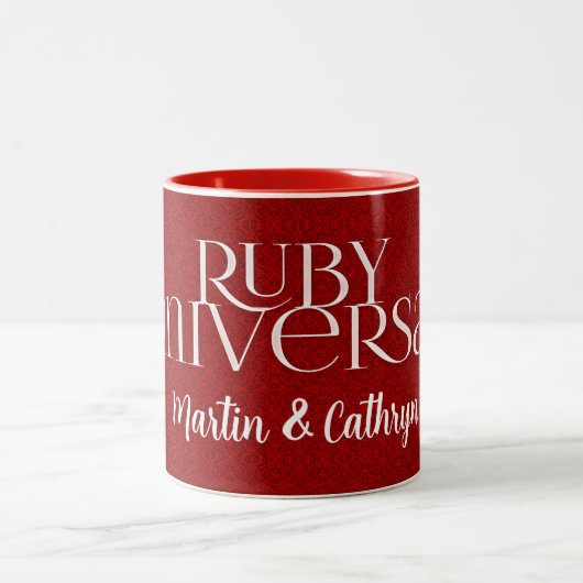 Tasse 2 Couleurs 40e anniversaire du Mariage rouge Ruby (Centre)