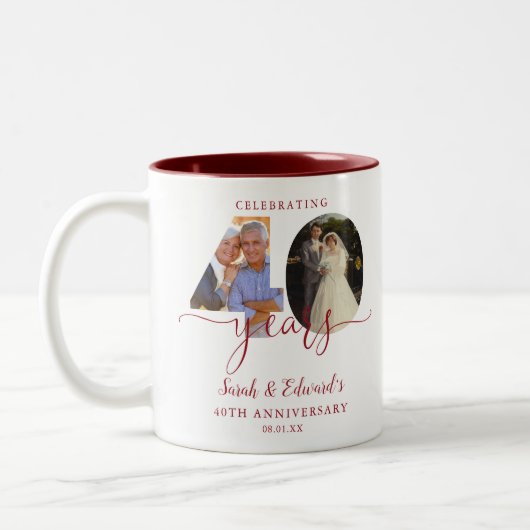Tasse 2 Couleurs 40e anniversaire du Mariage Ruby 2 Photo (Gauche)