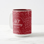 Tasse 2 Couleurs 40e anniversaire du Mariage Ruby Hearts (Devant gauche)