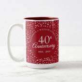 Tasse 2 Couleurs 40e anniversaire du Mariage Ruby Hearts (Gauche)