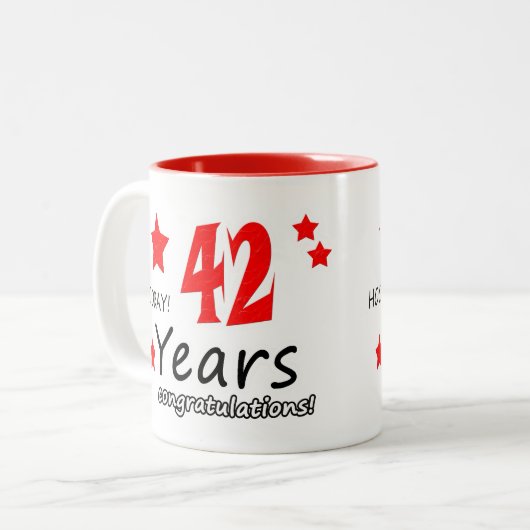 Tasse 2 Couleurs 42e anniversaire, 42 ans Mariage (Devant gauche)