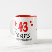 Tasse 2 Couleurs 43e anniversaire, 43 ans Mariage (Devant gauche)