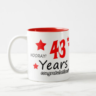 Tasse 2 Couleurs 43e anniversaire, 43 ans Mariage