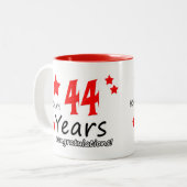 Tasse 2 Couleurs 44e anniversaire, 44 ans Mariage C (Devant gauche)