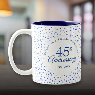 Tasse 2 Couleurs 45ème 65ème anniversaire de Mariage Coeurs Confett