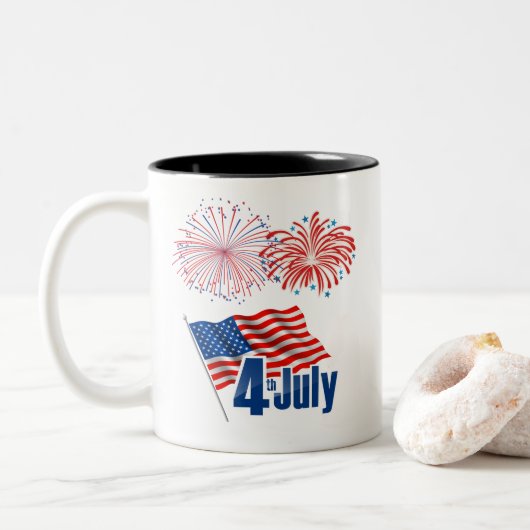 Tasse 2 Couleurs 4 juillet (Avec donut)