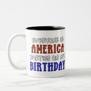 Tasse 2 Couleurs 4 juillet Anniversaire drôle