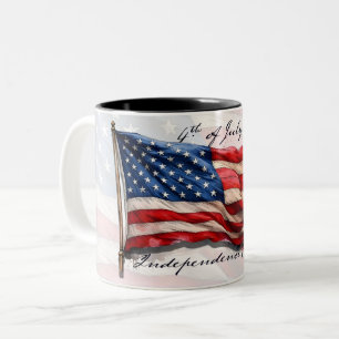 Tasse 2 Couleurs 4 juillet - Célébrer avec le drapeau américain