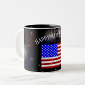 Tasse 2 Couleurs 4 juillet Fête - Drapeau américain (Devant gauche)