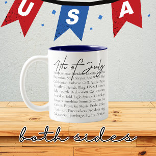 Tasse 2 Couleurs 4 juillet patriotique USA Mug, rouge blanc et bleu