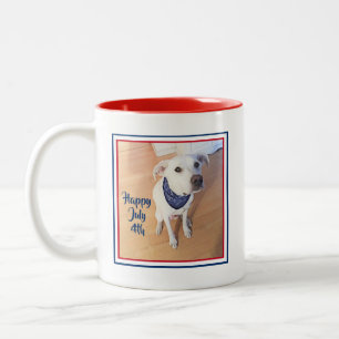 Tasse 2 Couleurs 4 juillet rouge, blanc, bleu mignon Chien chiot bl
