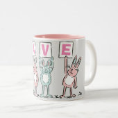 Tasse 2 Couleurs 4 Lettre Nom Fun Rabbit Design (Devant droit)
