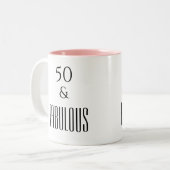 Tasse 2 Couleurs 50 et fabuleux Anniversaire Drôle Citation Noir (Devant gauche)