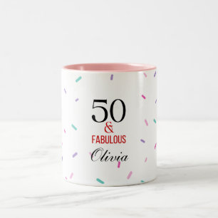 Tasse 2 Couleurs 50 et fabuleux fête d'anniversaire Confetti coloré