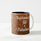 Tasse 2 Couleurs 50 Et Fabuleux Parties scintillant Or Anniversaire (Devant droit)