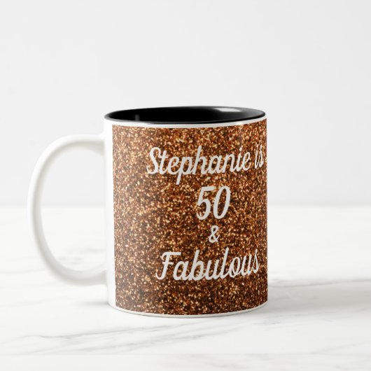 Tasse 2 Couleurs 50 Et Fabuleux Parties scintillant Or Anniversaire (Gauche)