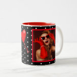 Tasse 2 Couleurs 50 et Fabulous Photo Name Red 50th Birthday B WH<br><div class="desc">Personnalisez ce produit de fête du 50e anniversaire. Avec et sans pois. Célébrez-la d'avoir 50 ans et fabuleux. Ce thème typographique et un ballon de coeur coloré. Un design moderne,  ludique et élégant. La police de style de script et les couleurs peuvent être modifiées lorsque vous customisez plus loin.</div>